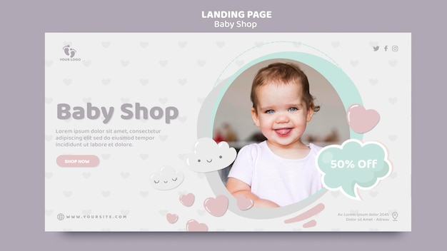 Kostenlose PSD baby shop landingpage vorlage