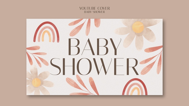 Kostenlose PSD baby-shower-feier auf dem youtube-cover