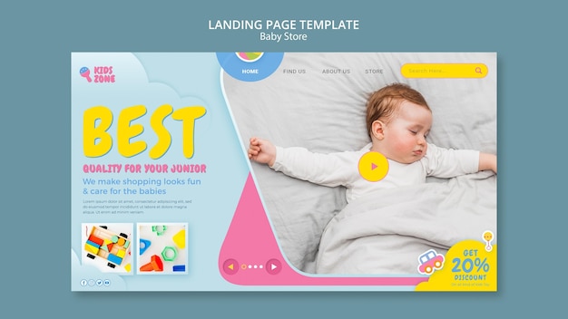 Kostenlose PSD baby store landing page