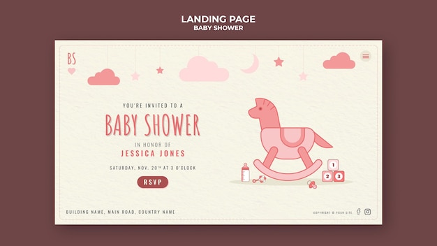 Kostenlose PSD babyparty-landingpage