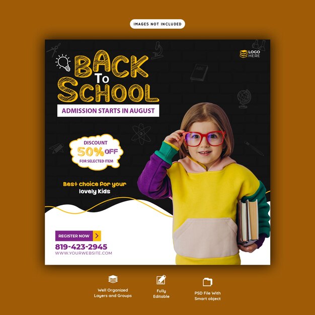 Back-to-school-Banner-Vorlage für Social-Media-Posts