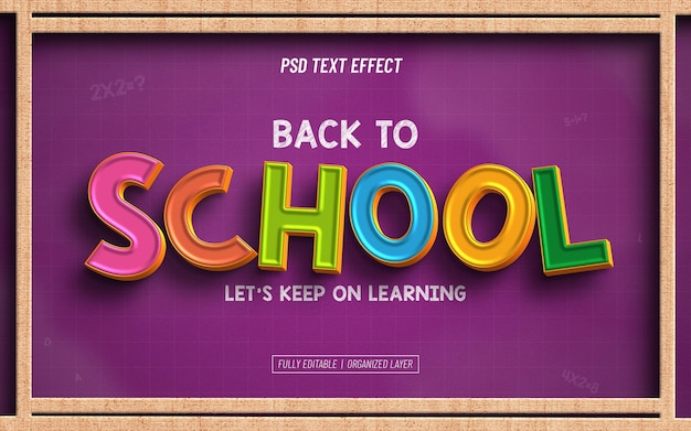 Kostenlose PSD back to school bearbeitbarer texteffekt