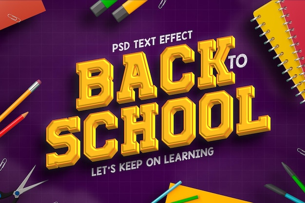 Kostenlose PSD back to school bearbeitbarer texteffekt