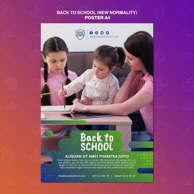 Kostenlose PSD back to school poster vorlage