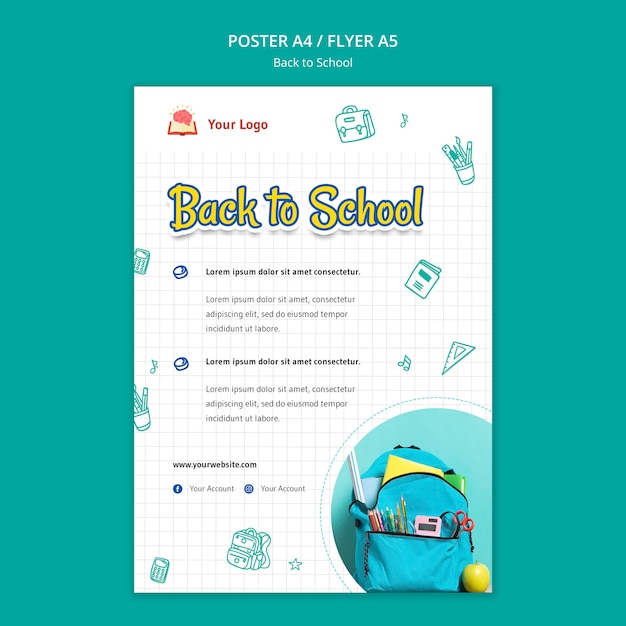 Kostenlose PSD back to school poster vorlage