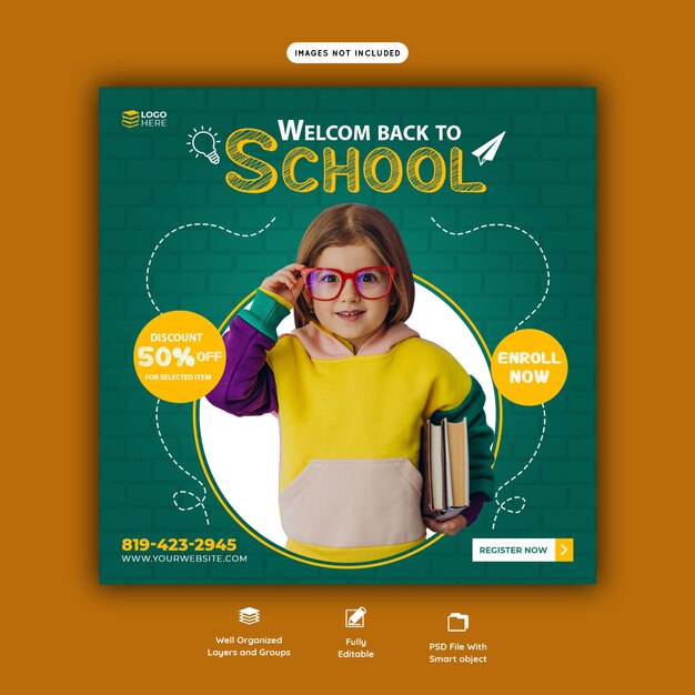 Back to School Social Media Post Banner Vorlage