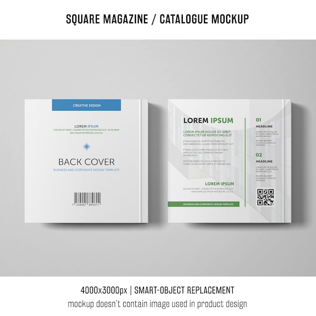 Kostenlose PSD backcover quadrat magazin oder katalog-modell