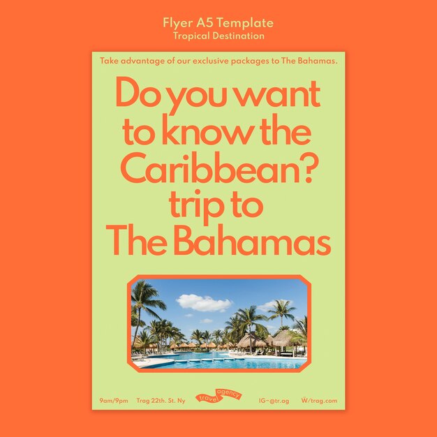Bahamas Reisen vertikale Flyer-Vorlage