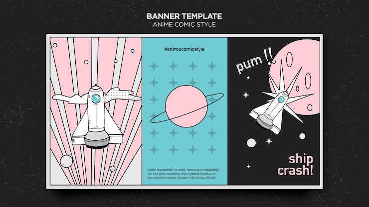 Kostenlose PSD banner anime comic-stil vorlage