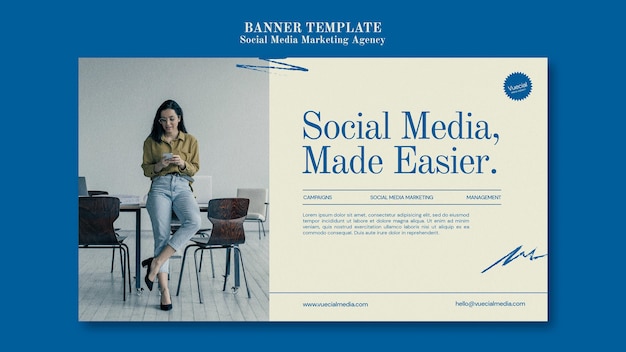 Kostenlose PSD banner-designvorlage für social media-marketingagenturen