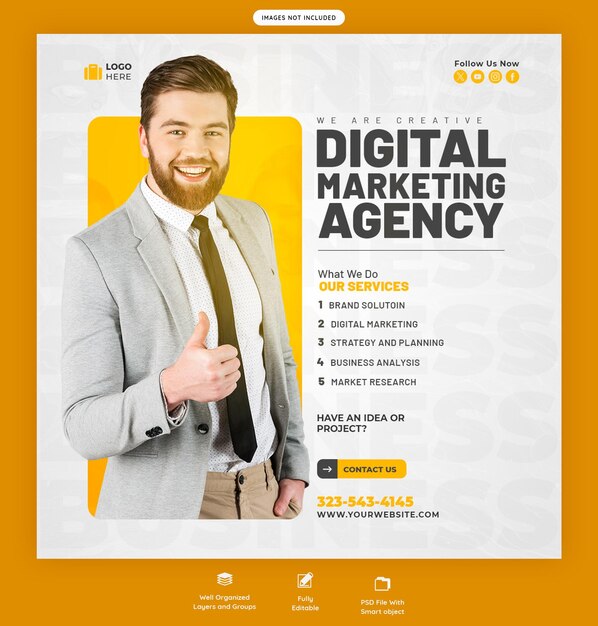 Banner für digitale Marketingagenturen und Corporate Social Media oder Instagram-Post-Vorlage