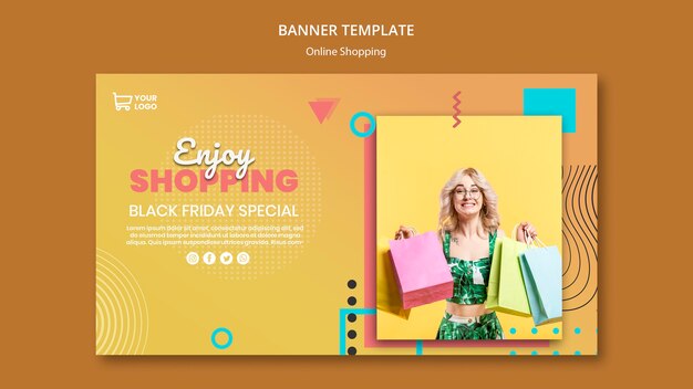 Kostenlose PSD banner mit online-shopping-thema