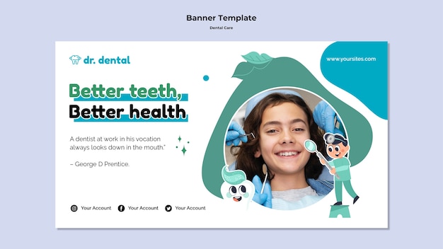 Kostenlose PSD banner-vorlage für bessere zähne und gesundheit