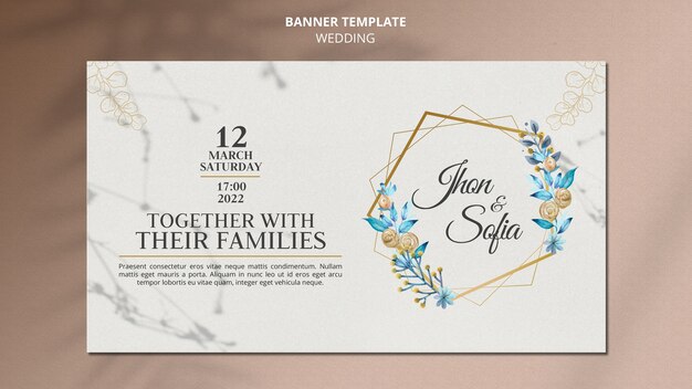 Banner-Vorlage für Blumenhochzeitseinladungen