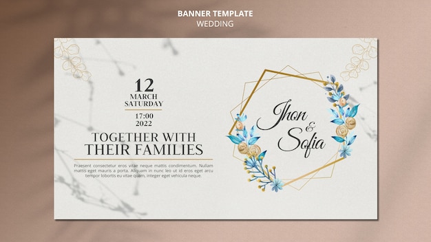Banner-Vorlage für Blumenhochzeitseinladungen