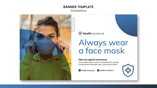 Banner Vorlage für Coronavirus-Pandemie mit medizinischer Maske