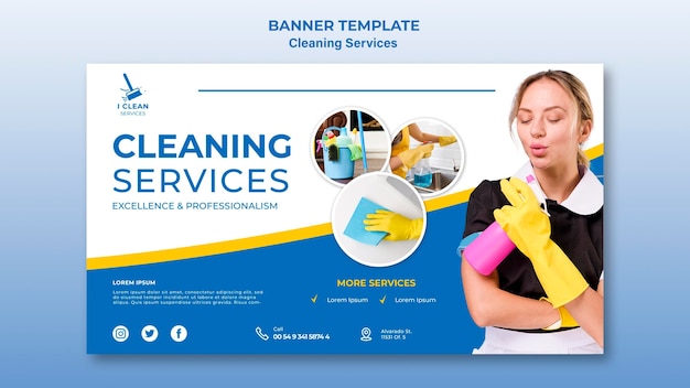 Kostenlose PSD banner-vorlage für das reinigungsservice-konzept