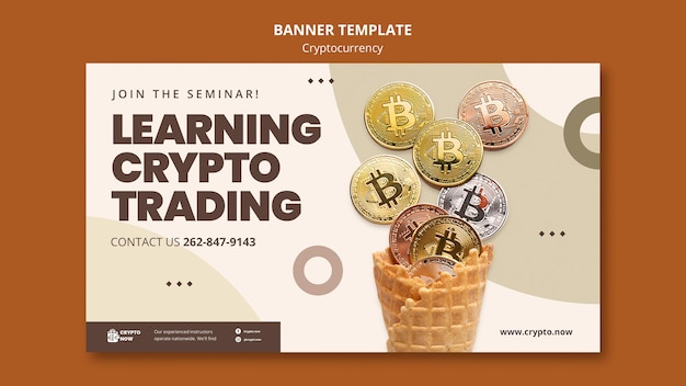 Kostenlose PSD banner-vorlage für den krypto-handel lernen