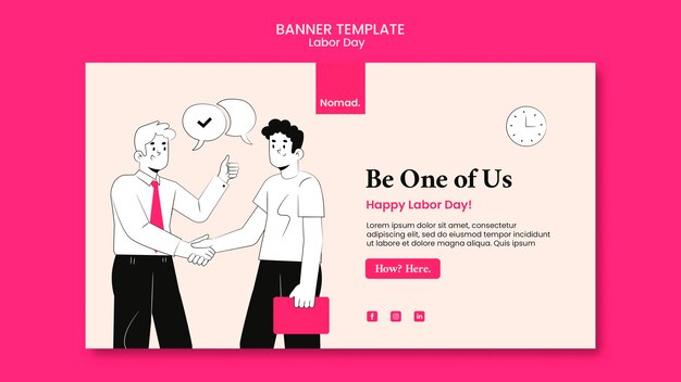 Banner-Vorlage für den Tag der Arbeit mit Illustration