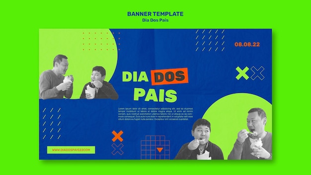 Kostenlose PSD banner-vorlage für den vatertag im flachen design