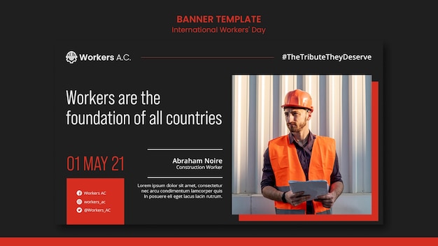 Banner-Vorlage für die Feier des Tages des internationalen Arbeiters