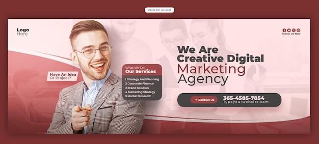 Banner-Vorlage für digitale Marketingagenturen und Firmen-Facebook-Cover