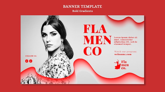 Kostenlose PSD banner vorlage für flamenco show mit tänzerin