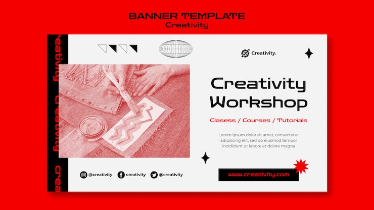 Kostenlose PSD banner-vorlage für kreativitätsworkshops