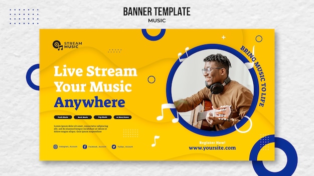 Kostenlose PSD banner-vorlage für live-musik-streaming