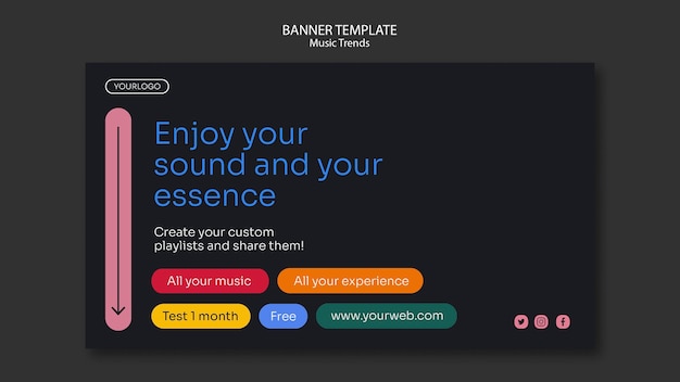 Kostenlose PSD banner-vorlage für musik-streaming-plattform