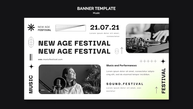 Kostenlose PSD banner vorlage für new age musikfestival