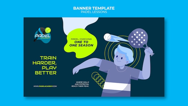 Kostenlose PSD banner-vorlage für paddle-tennisunterricht im flachen design