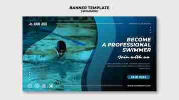 Kostenlose PSD banner vorlage für schwimmunterricht mit mann im pool