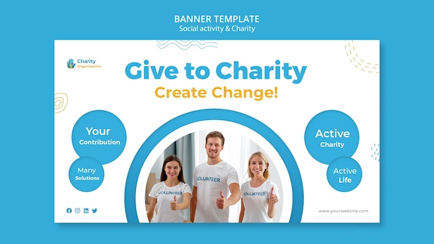 Banner-vorlage für wohltätigkeitsaktivitäten