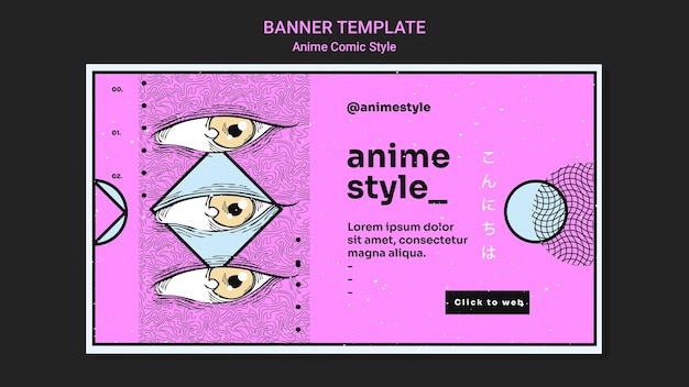 Kostenlose PSD banner vorlage im anime-comic-stil