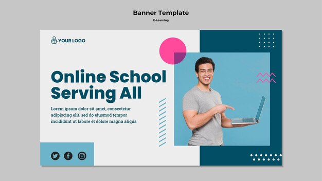 Banner Vorlage mit E-Learning-Konzept