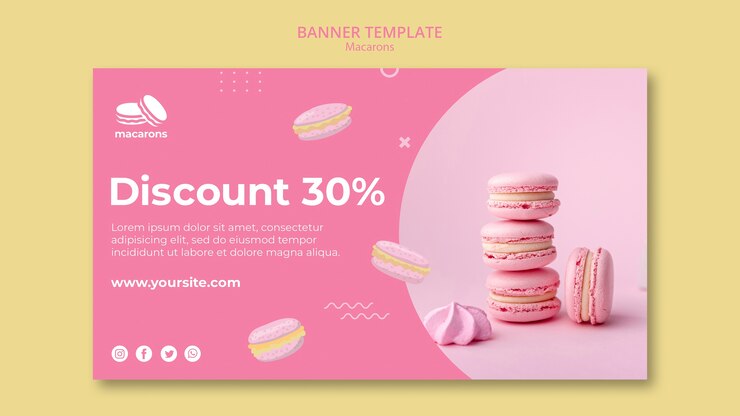 Kostenlose PSD banner vorlage mit macarons