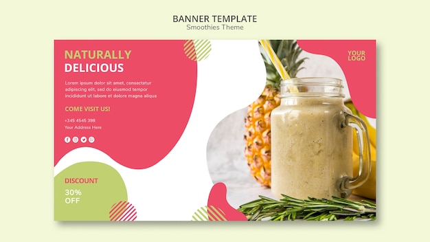 Kostenlose PSD banner vorlage smoothies thema