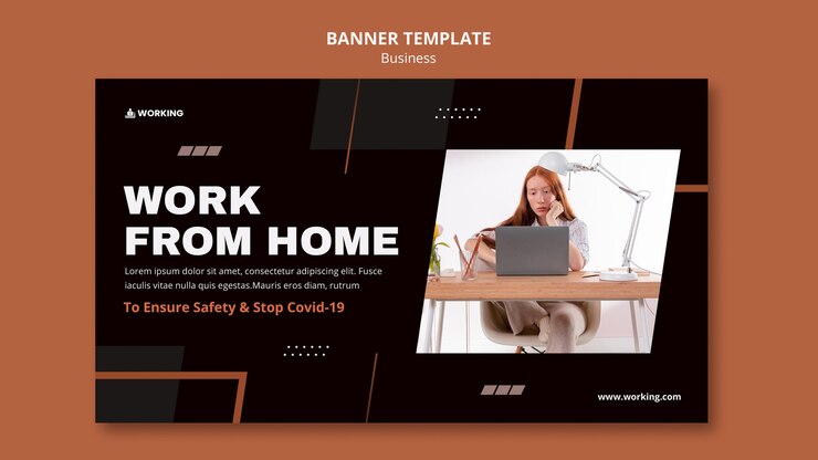Kostenlose PSD banner-vorlage von zu hause aus arbeiten