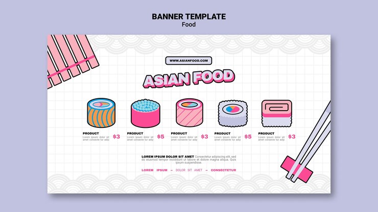 Kostenlose PSD bannervorlage für asiatisches essen food