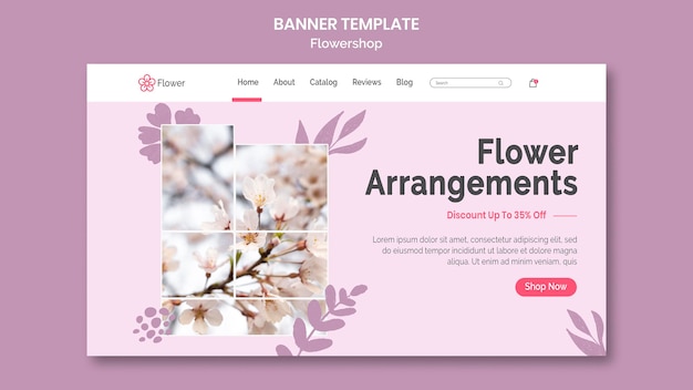 Kostenlose PSD bannervorlage für blumenarrangements