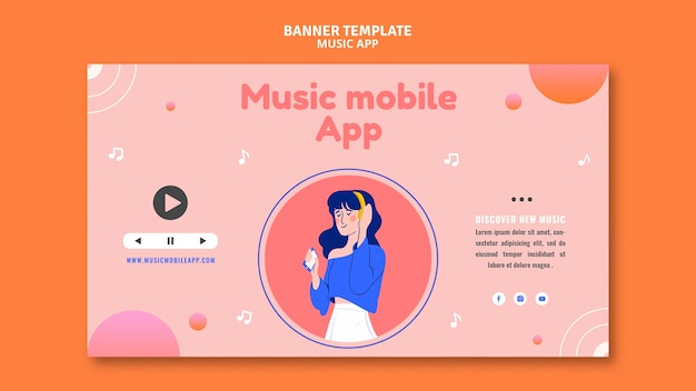 Bannervorlage für Musik-Apps für Mobilgeräte