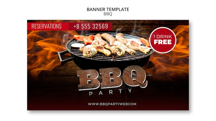 Kostenlose PSD barbecue party banner vorlage