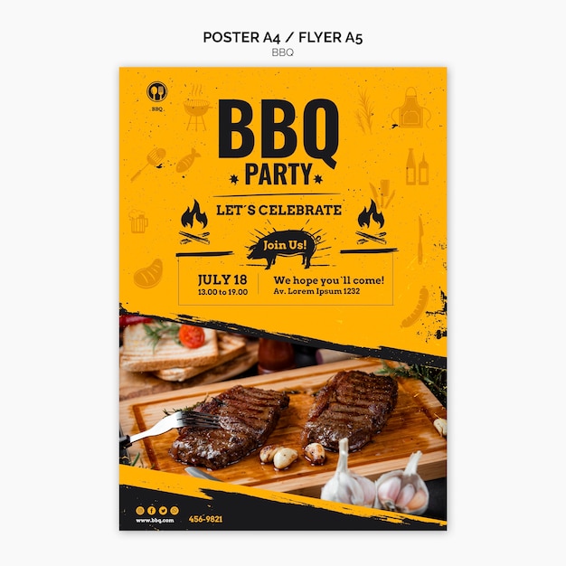 Kostenlose PSD barbecue party flyer vorlage