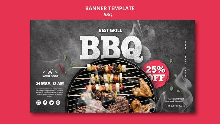 Kostenlose PSD barbeque banner vorlage design