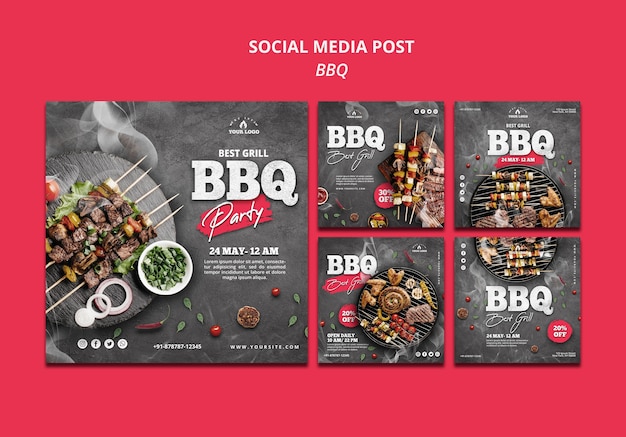 Kostenlose PSD barbeque social media post vorlage