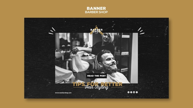 Kostenlose PSD barber shop banner vorlage konzept