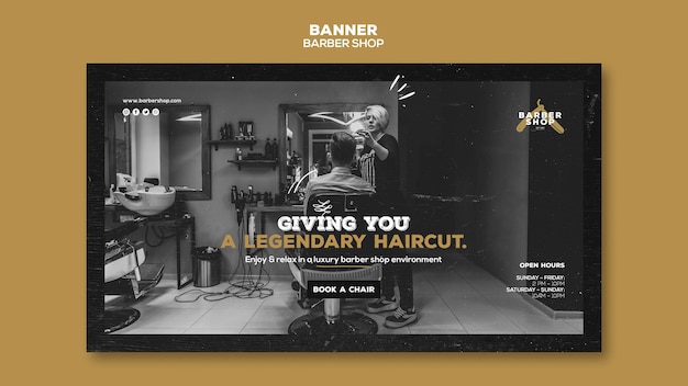 Kostenlose PSD barber shop banner vorlage stil