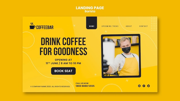 Kostenlose PSD barista landing page webtemplate thema