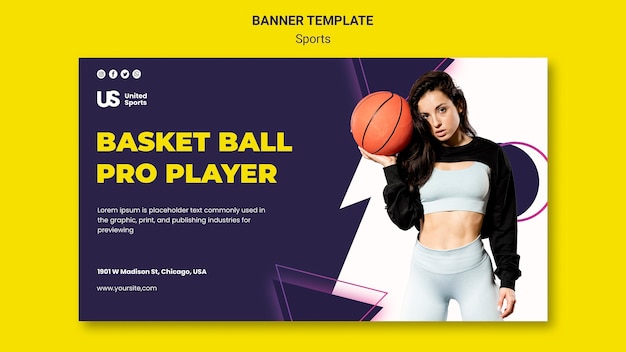 Kostenlose PSD basketball turnier banner vorlage